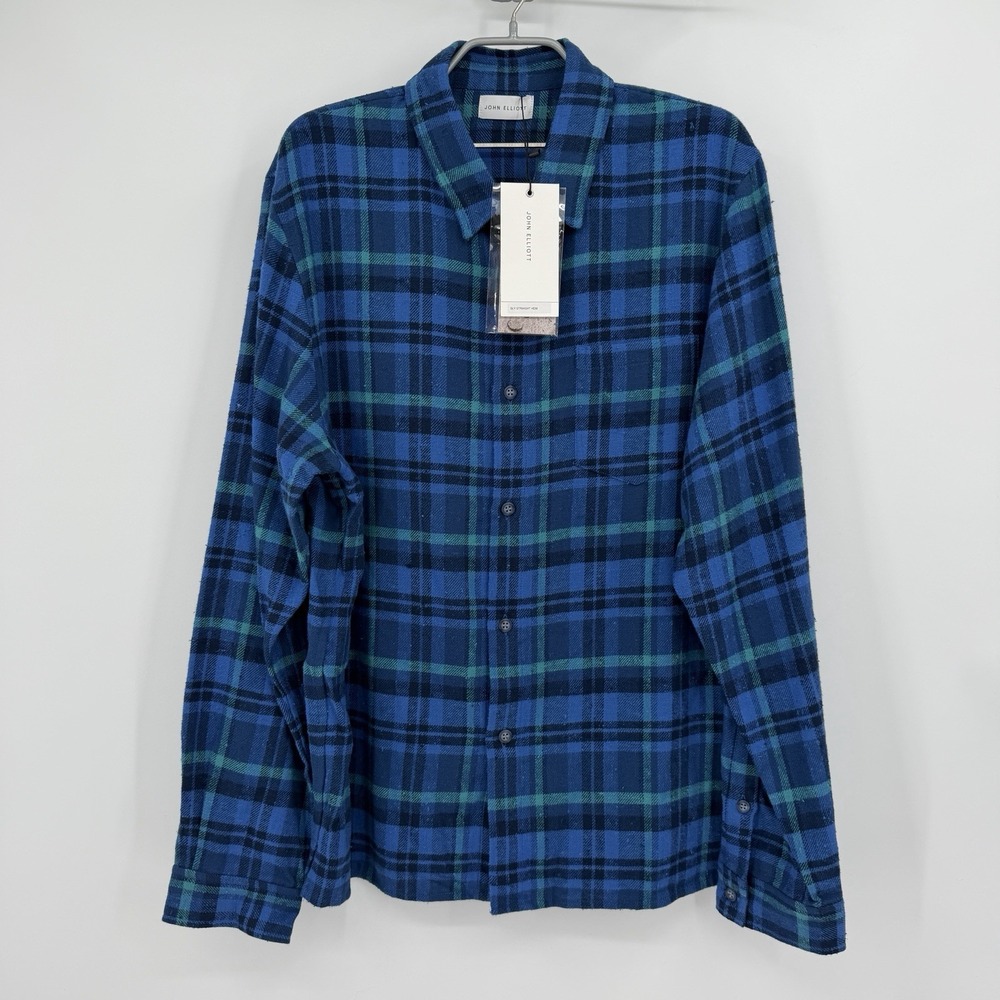 John Elliott Sly Straight Hem Long Sleeve Button Down Coronado Check size 4 XL
